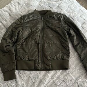 Size 8 Lululemon reversible bomber Olive green jacket